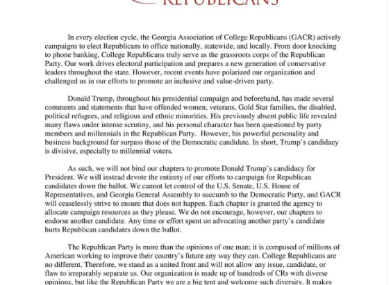 College Republicans Release Statement on Trump Endorsement
