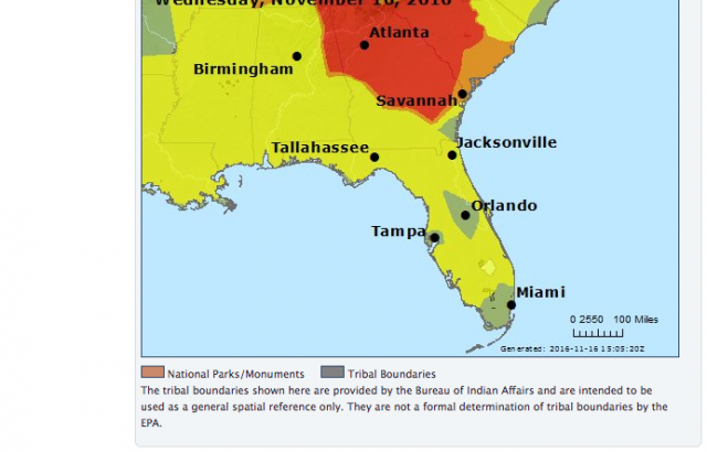 “Unhealthy” Air Quality in Northeast Georgia