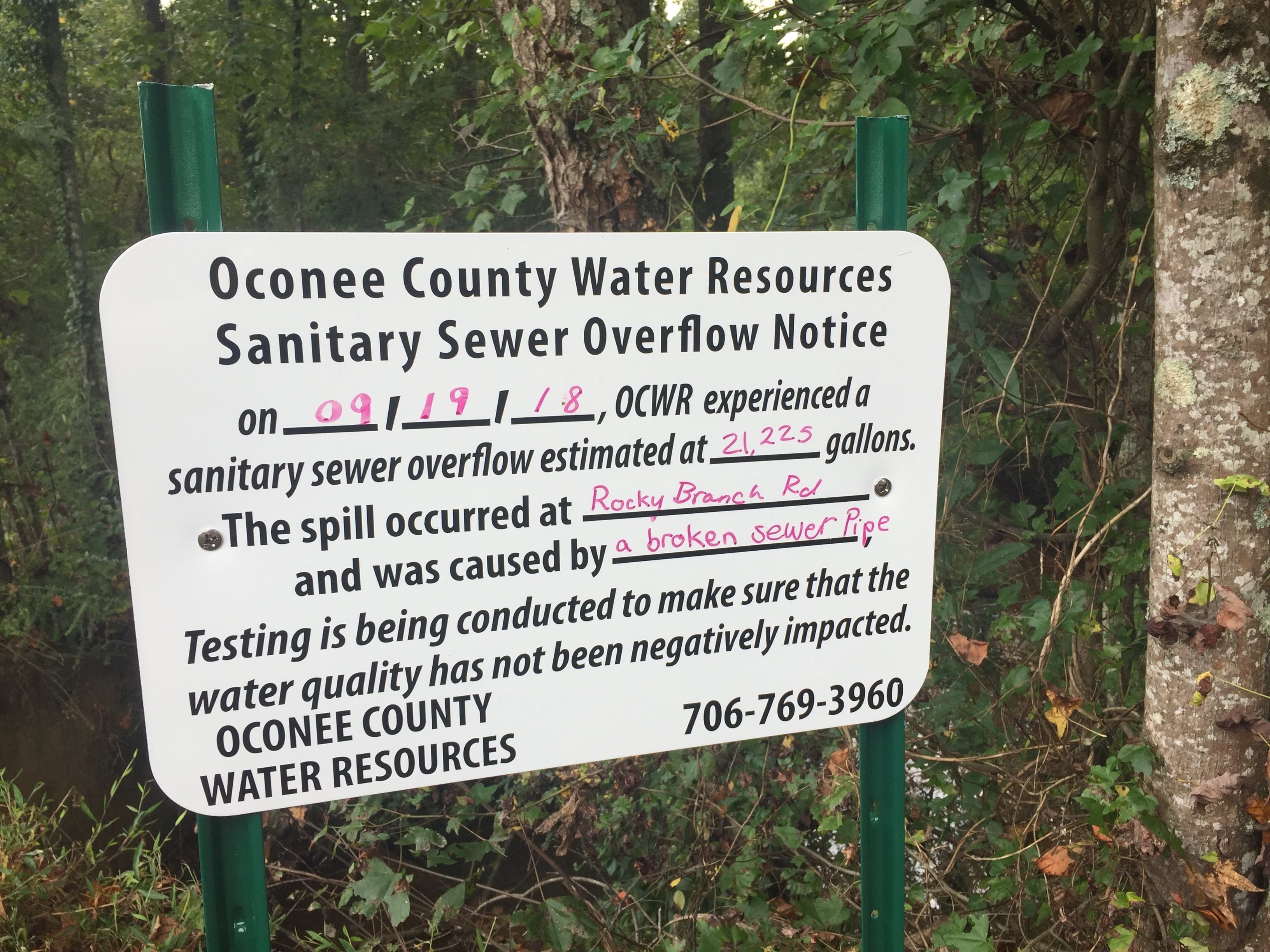 Oconee County Repairs Fourth Sewer Spill This Year