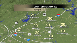 NE GA low temperatures for 11/18/14