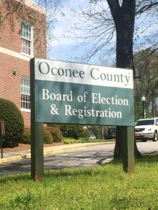 Outside the Oconee County Board of Elections