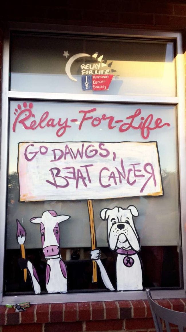 (UGA Relay For Life Window Painting- Photo: Anna Watts)