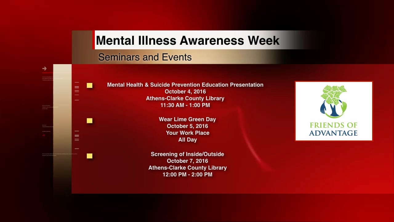 These are some events happening around town during October 2-8, 2016 for Mental Illness Awareness Week.