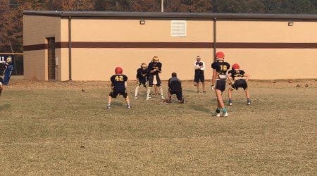 Prince Avenue Christian football team running drills at practice Monday evening. 