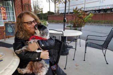 Rhonda Nally and her dog, Cooper.