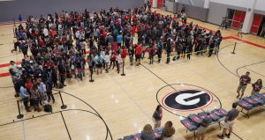 Students line up for free merchandise during last year’s Ramsey Palooza event at the University of Georgia Ramsey Student Center in Athens, Georgia on November 8, 2018. “The first event I attended was because I heard they had free T-shirts and other free stuff so I started going,” UGA sophomore Claire Ajuebor said. “If you throw in something free it’s cool because it’s something I can keep, it reminds me of the event and everything like that.” (Photo Courtesy/UGA Recreational Sports)