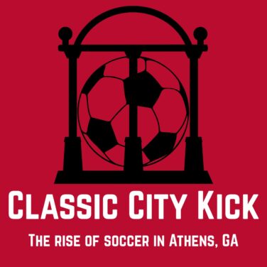 Graphic with the UGA arch and a soccer ball