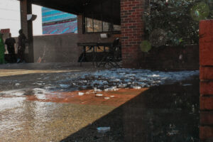 Ice and rock salt mix near the University of Georgia's Tate Student Center on Jan. 27, 2026.