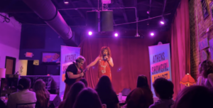 a drag queen performance at a local coffee house