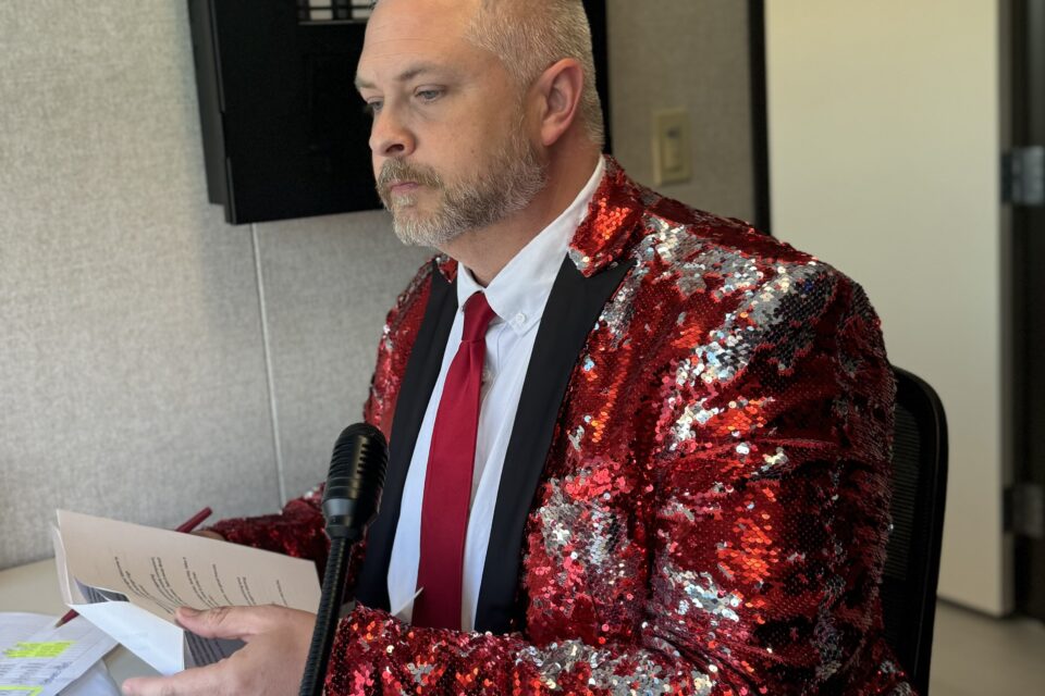 A stadium announcer