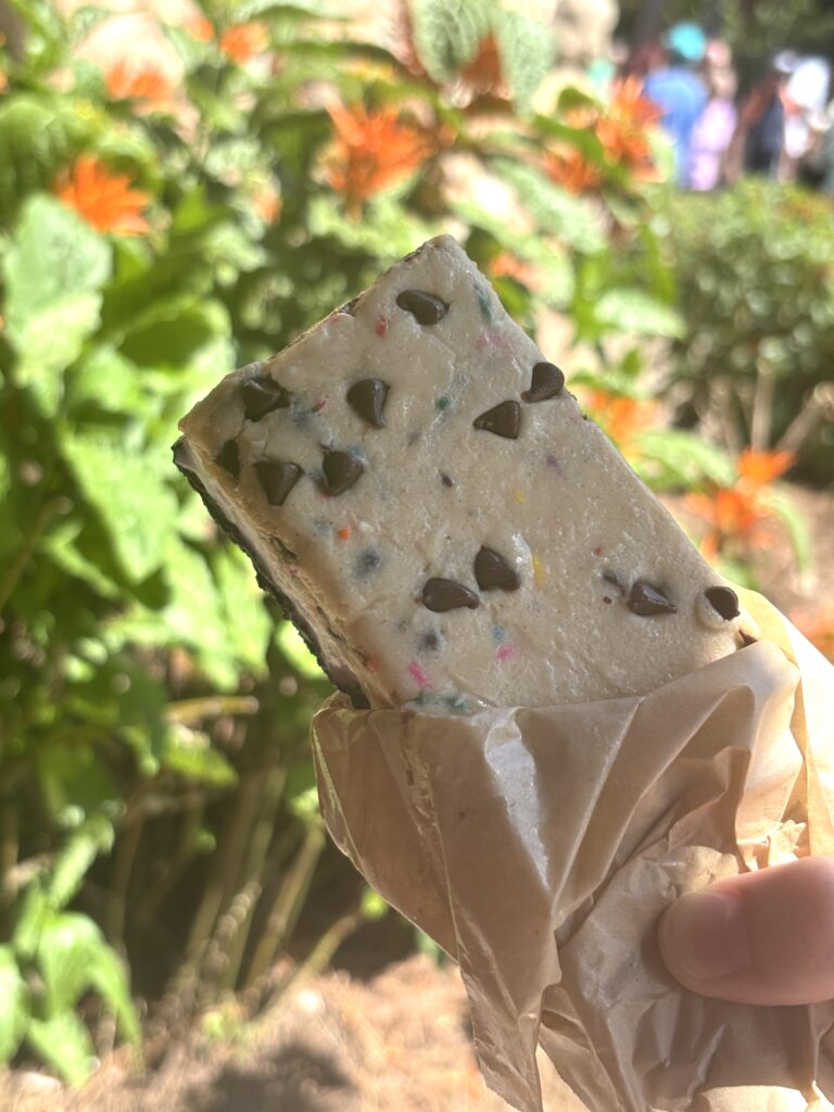 Ice cream treat wrapped in brown paper
