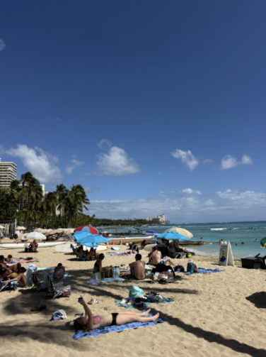 People lay in the sun on a Beach