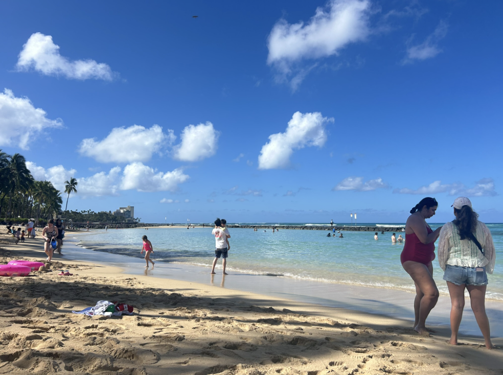 Tourists on a beach