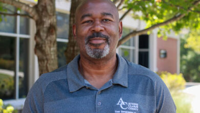 Headshot of Athens-Clarke County Code Enforcement Division Administrator Jack Reddick outside of University of Georgia's Grady College of Journalism & Mass Communication.